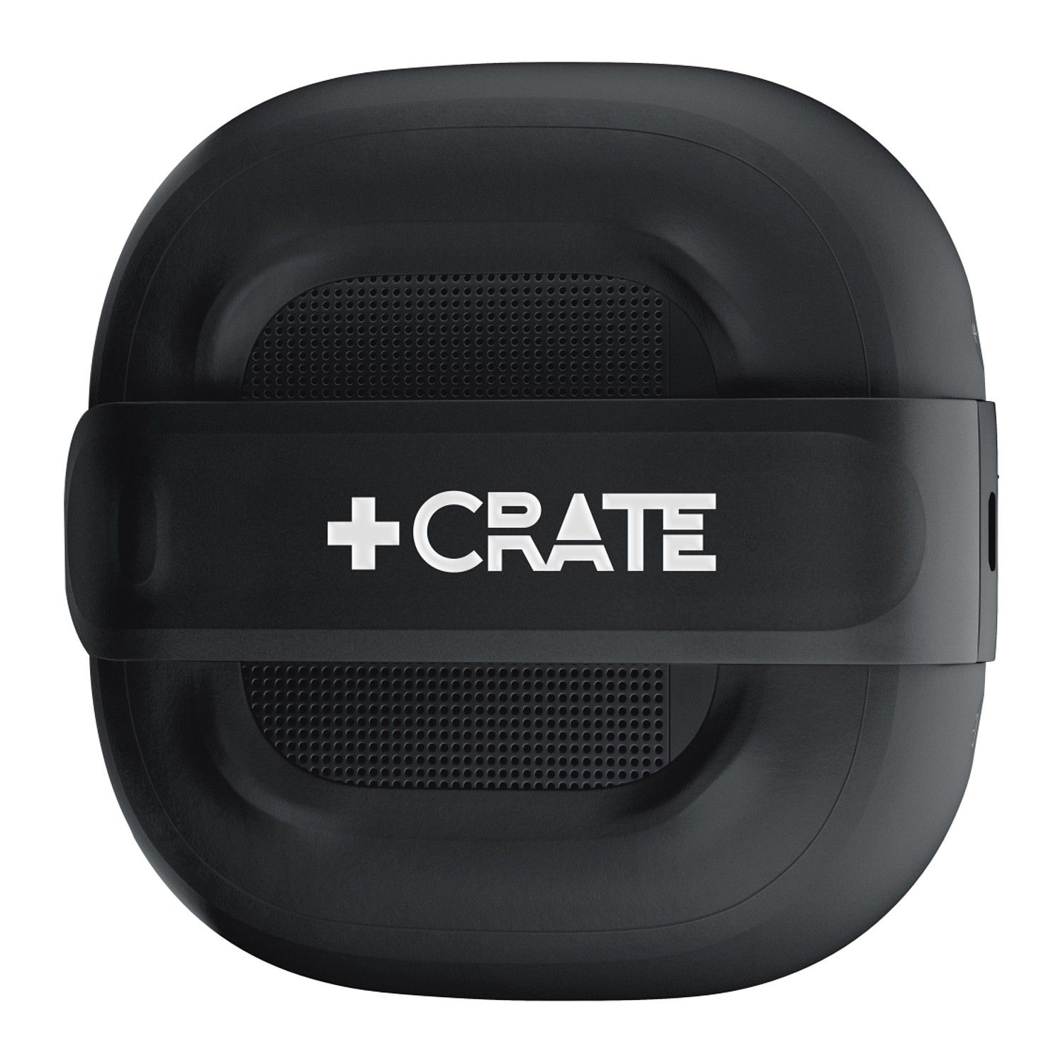 black speaker with the words "+crate" in white
