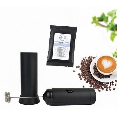 Coffee Lover Kit-w/Craft Roasted Coffee Grounds And Milk Frother